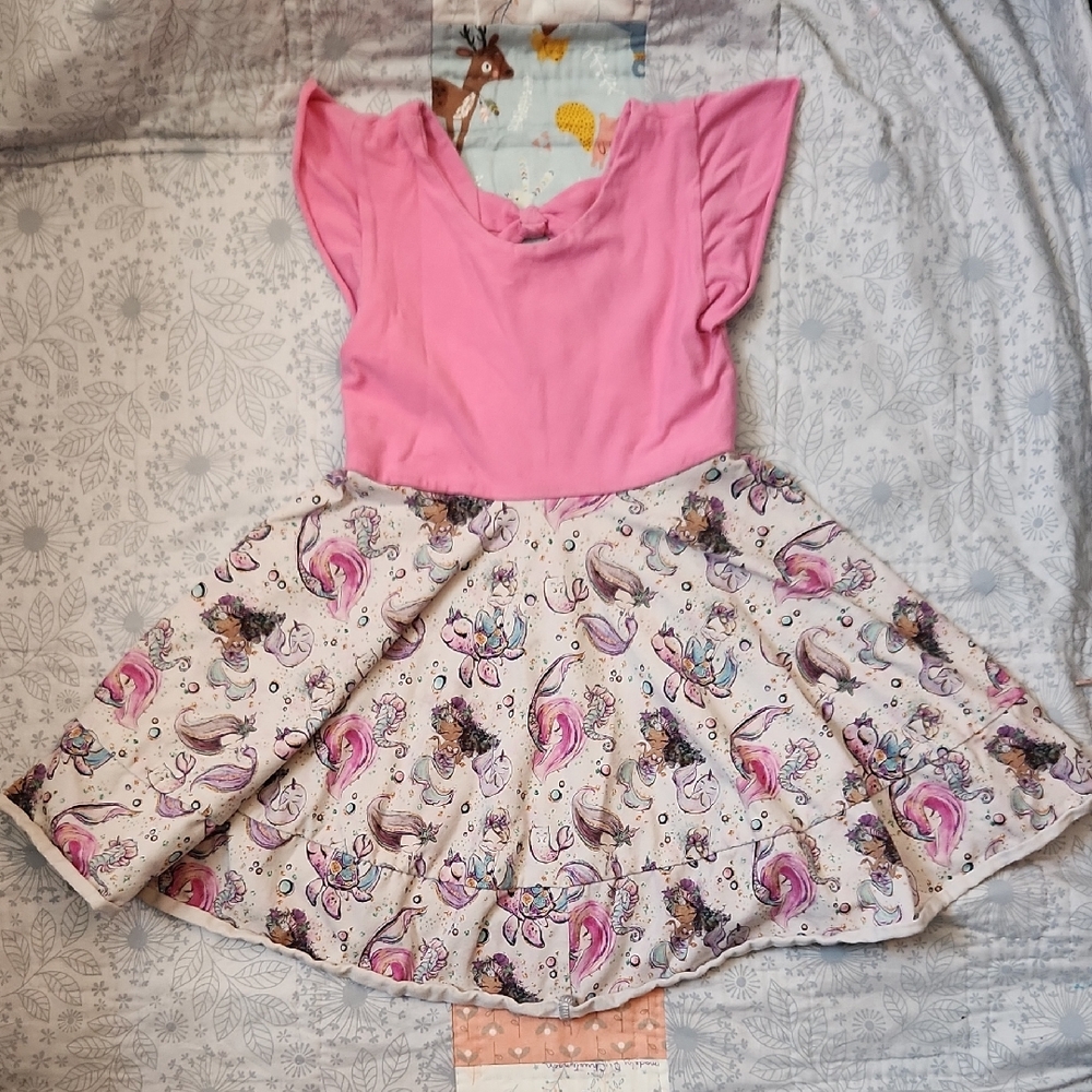 Pink and Unicorn Print Dress